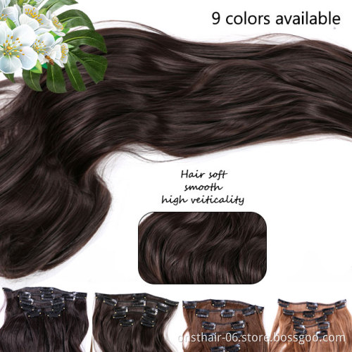 5 Pcs/Set 18" Hairpiece 130g wave 12Clips In False Styling Hair Synthetic Clip In Hair Extensions Heat Resistant